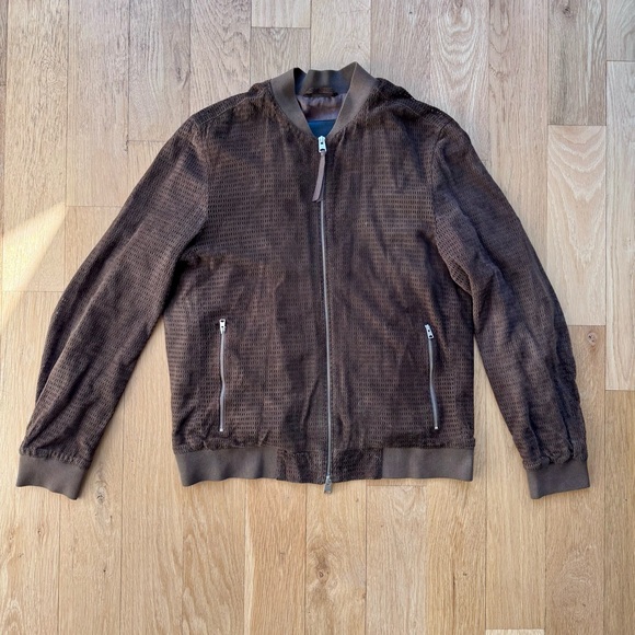 All Saints Other - ALLSAINTS Brown Perforated Suede Bomber Jacket